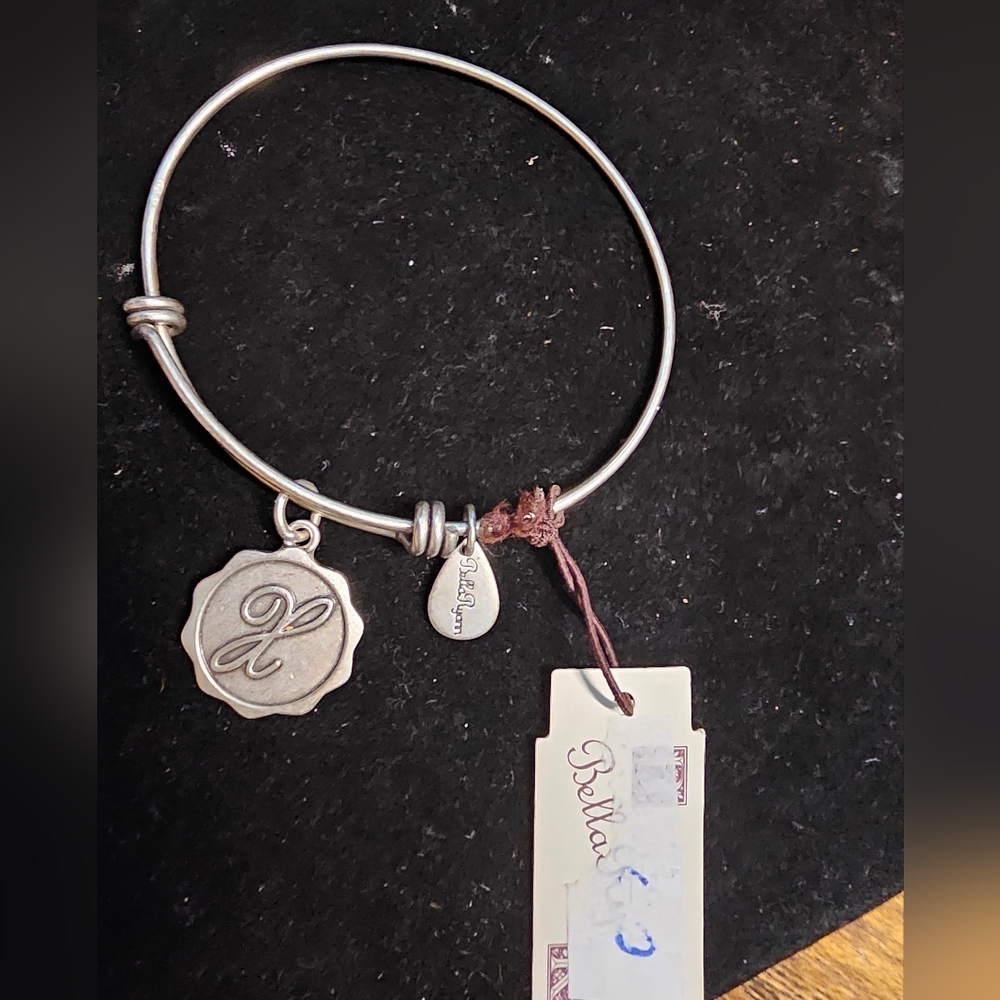 New Bella Ryann Initial "X"  Bangle Expandable Charm Silver Tone Bracelet